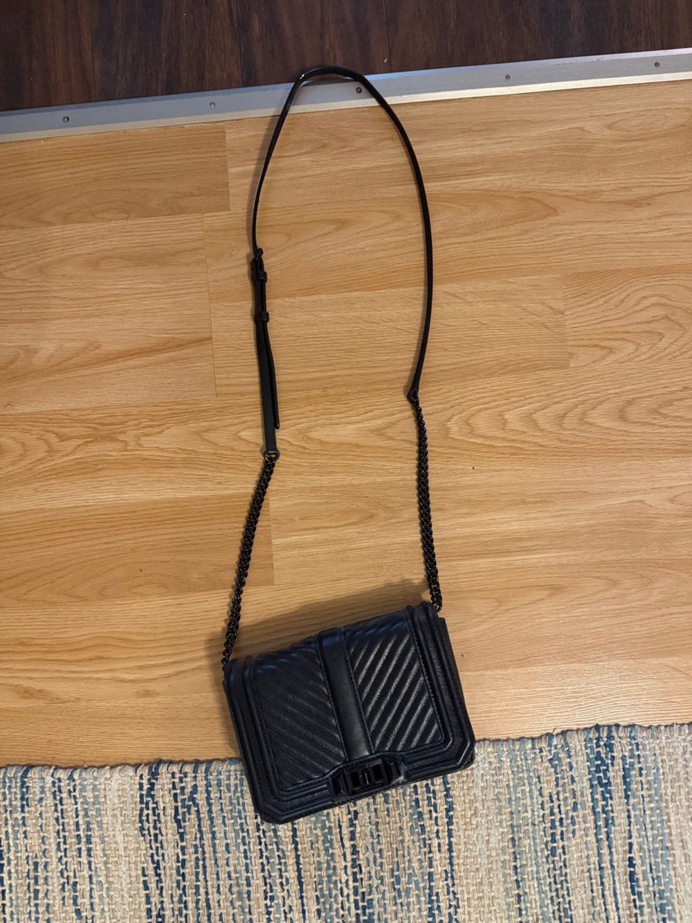 Rebecca Minkoff Black Quilted Chevron Leather Crossbody